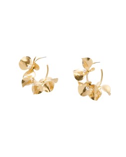 Oliver Bonas Neima Gold Tone Petal & Faux Pearl Detail Statement Hoops £26