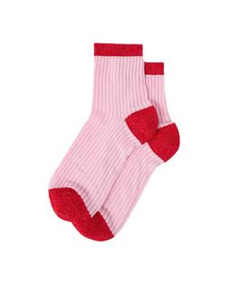 Oliver Bonas Pink & Red Glitter Ribbed Sock £8.50