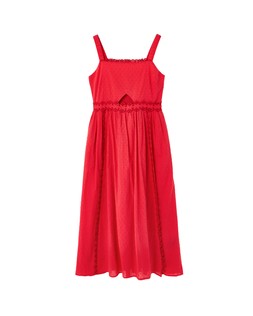 Oliver Bonas Red Cotton Dobby Midi Dress £80
