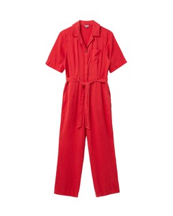 Oliver Bonas Red Open Collar Zip Detail Jumpsuit £90