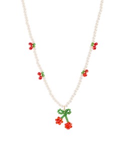 Oliver Bonas Riley Beaded Cherry Drop Necklace £24
