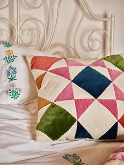 Patchwork Multicolour Velvet Cushion Cover 60x60cm