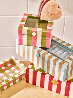 Pink & Green Resin Striped Small Jewellery Box £39.5