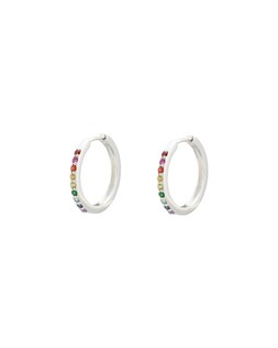 Rainbow Stone Silver Large Hoop Earrings £48