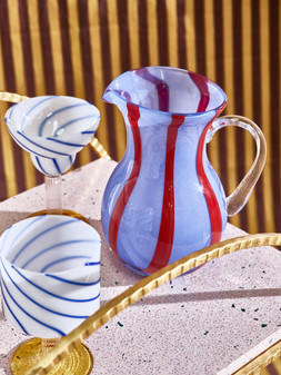 Veta Blue Stripe Round Glass Jug £25