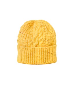 Yellow Marl Cable Knit Beanie Hat £26