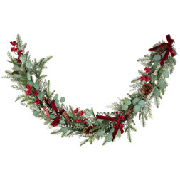 180CM RED BERRY BOW GARLAND £30 (437028)