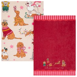 2PK DOG PRINTED TEA TOWEL 40X60CM £4 (437471)