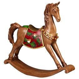 31cm Traditional Wooden Rocking Horse with Red Foliage Saddle £12 (426358)