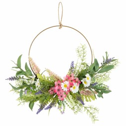 B&M HOME SS26 // COUNTRY RUSTIC // DAISY AND DITSY FLOWERS HOOP WREATH // £6 //