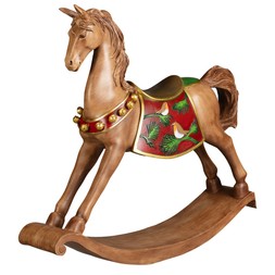 60cm Traditional Wooden Rocking Horse with Red Foliage Saddle £35 (426359)