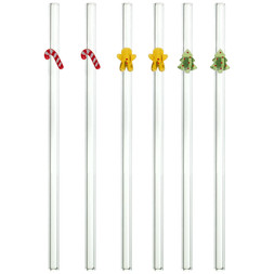 6PK GLASS STRAWS WITH CHARM £3 (424969)