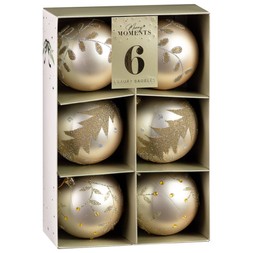 CHAMPAGNE 6PK LUX BAUBLES (80MM) £4 (388040)