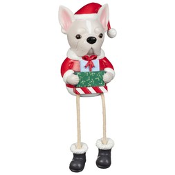 GDOG W:CANDY CANE, GIFT & ENVELOPE SHELF SITTER WITH GIFT (425616)