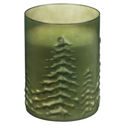 LARGE EMOBSSED TREE GLASS CANDLE £6 (436140)