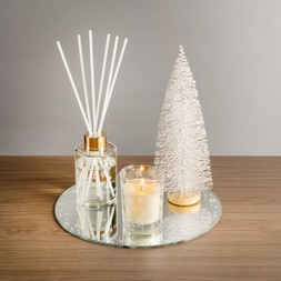 MIRRORED DIFFUSER & CANDLE SET WITH WHITE CHRISTMAS TREE £8 (436153)