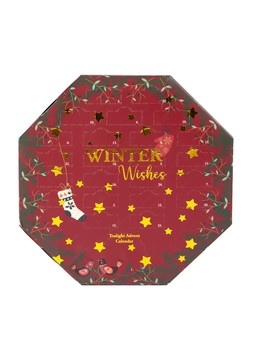 24 TEALIGHT ADVENT CALENDER OCTAGON WINTER WISHES