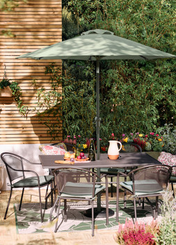 Lisbon 6 Seat Dining Set £499, DXM Sintra Glazed Terracotta Jug - Stone £24.99, DXM Sintra Recylced Glass Carraffe - Green £15.99, Sintra Set of 3 Glazed Terracotta Fish Tapas Dishes £19.99, Sintra Small Glazed Terracotta Tapas Dish Ochre £12.49