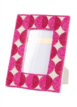 Pink beaded photo frame