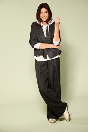 Hoodie £22 | Cropped Boxy Blazer £35 | Tailored Wide Leg Trousers £25