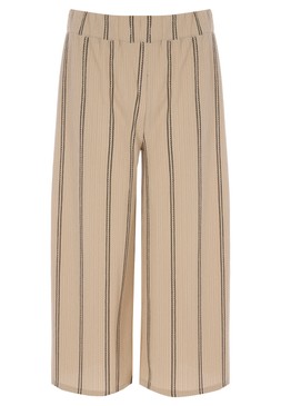 Womens Beige Stripe Cropped Wide Leg Trousers £15