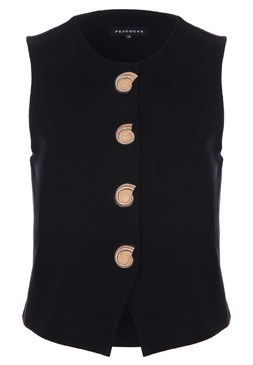 Womens Black Shell Button Waistcoat £16