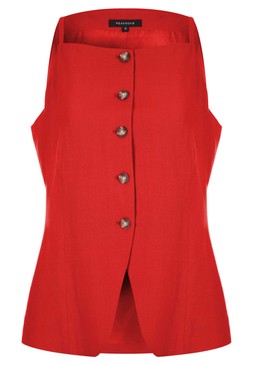Womens Red Strappy Linen Blend Waistcoat £16