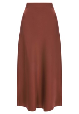 Womens Rust Satin Midi Skirt £18