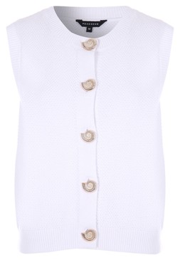Womens White Knit Shell Button Waistcoat £18
