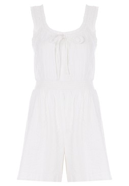Womens White Shirred Waist Playsuit £20