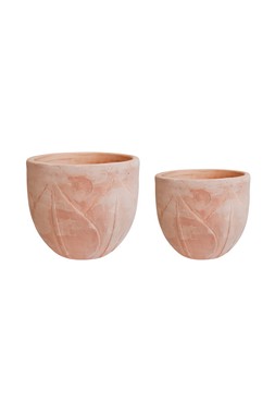 KEW OUTDOOR TERRACOTTA EMBOSSED PLANTER SET OF 2 &pound;99.99