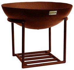 OUTDOOR CAST IRON FIRE PIT ON STAND IN RUST IRON H45CM W56CM &pound;239.99