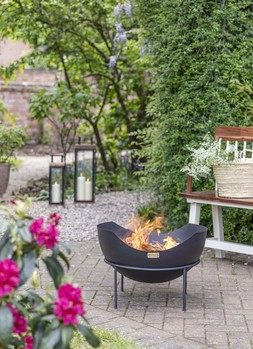 OUTDOOR MEMPHIS FIRE PIT IN MATTE BLACK H40CM D60CM &pound;249.99