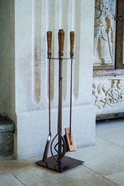 ANTIQUE COPPER FIRESIDE COMPANION SET