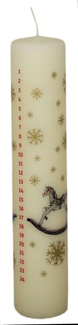 ADVENT ROCKING HORSE PILLAR CANDLE, IVORY £12.99