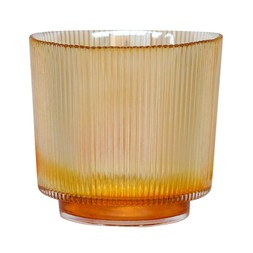 AMBER RIBBED GLASS HOLDER H14CM W15CM £12.99