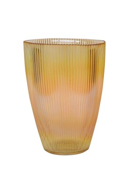 AMBER RIBBED TALL VASE H24.5CM W18CM £24.99