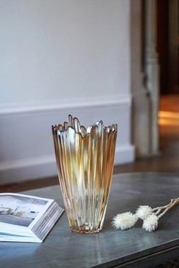 Amber Rippled Glass Vase &pound;22.99