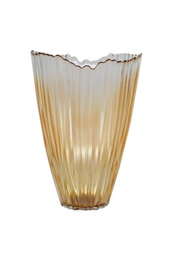 AMBER RIPPLED GLASS VASE H25CM W14.5CM £22.99
