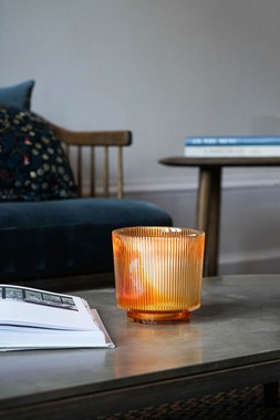 AMBER RIBBED GLASS HOLDER £9.99 TO £12.99