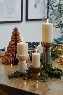 Bowen Pillar Candle Holder Fawn H9Cm D9Cm &pound;7.99