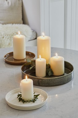 Bowen Pillar Candle Holder Linen H14cm D9cm &pound;12.99