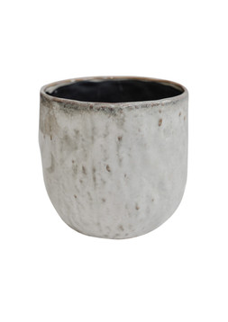 BROOKE RUSTIC GLAZED PLANTER WHITE H14.5CM D16.5CM £14.99