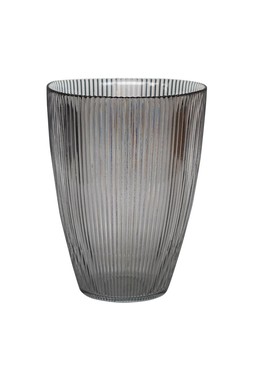 CHARCOAL RIBBED TALL VASE H24.5CM W18CM £24.99