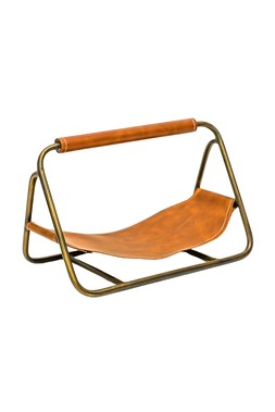 Contemporary Antique Brass Kindling Holder With Hanging Leather &pound;49.99