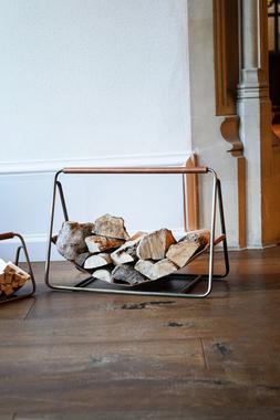 Contemporary Antique Brass Log Holder With Hanging Leather &pound;124.99