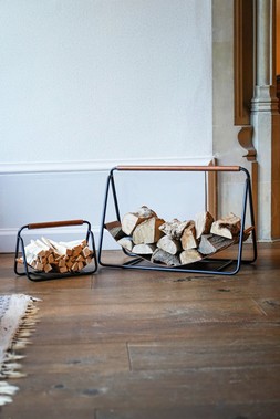 Contemporary Black With Log Holder Hanging Leather &pound;124.99
