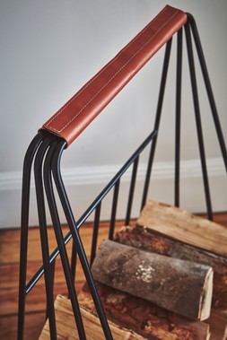 Contempory Leather Handle Log Trolley H100cm W49cm &pound;199.99