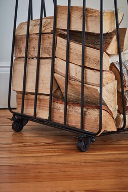 Contempory Leather Handle Log Trolley H100cm W49cm &pound;199.99