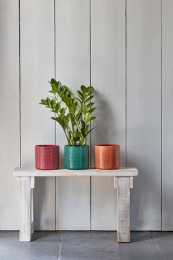 CHEVRON PLANTER H17CM D19CM IN SIENNA, RUBY AND EMERALD £16.99